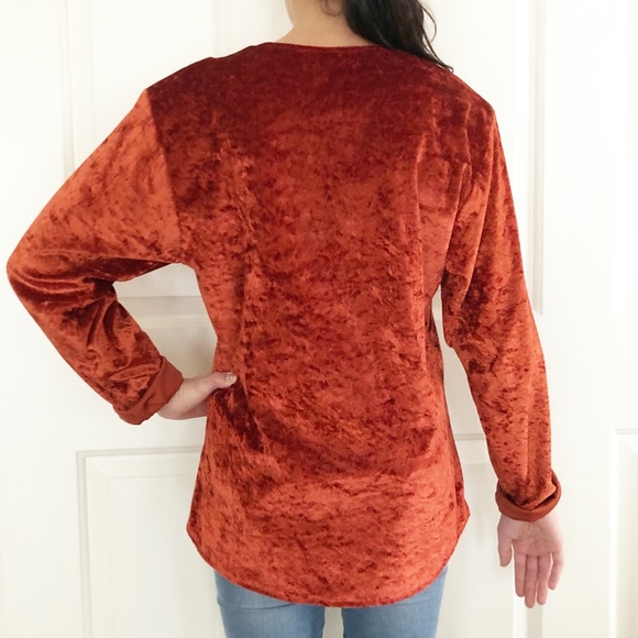 VTG Lone Roo By Roper Crushed Velvet Blouse - Picture 2 of 12